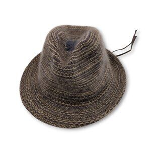 Wallaroo Fiona Fedora Hat Wool‎ Blend SPF 50 Angora Striped Boho Cozycore 22.5”